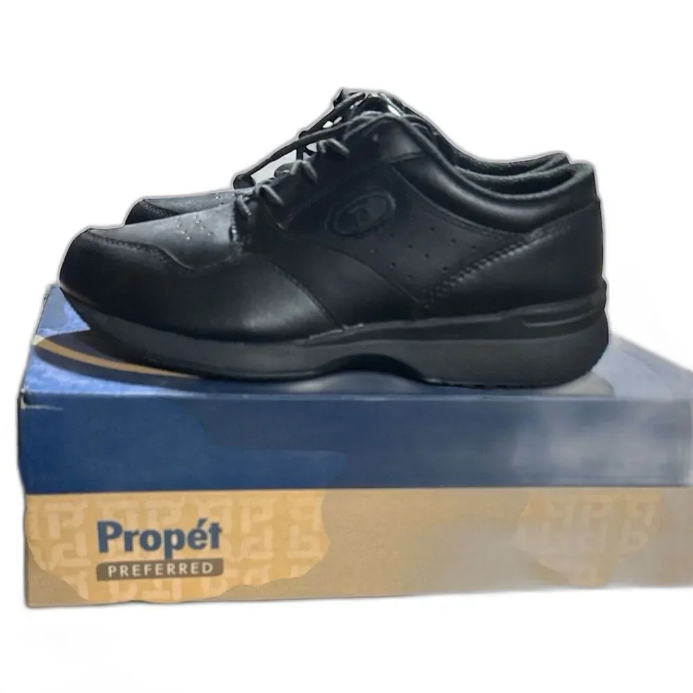 Propet LifeWalker II Mens 9M Black Leather Walking Shoes Comfort Support NIB